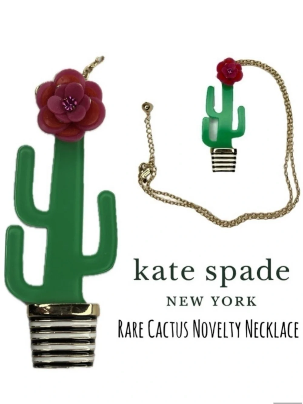 Kate Spade Scenic Route Cactus Acrylic Rare Novelty Necklace